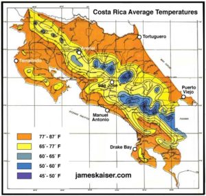 Costa Rica Average Annual Temperature Map