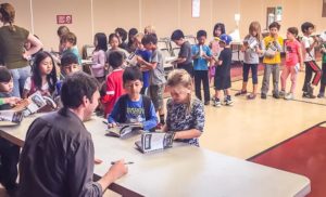 James Kaiser signing books, elementary school, California