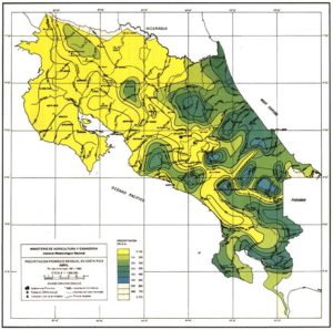 Costa Rica April Rainfall Map