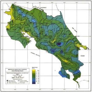 Costa Rica June Rainfall Map