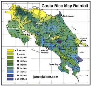 Costa Rica May rainfall map