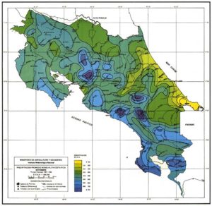 Costa Rica rainfall map September
