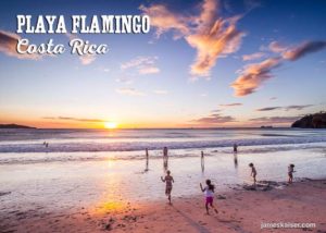 Playa Flamingo children playing at sunset, Costa Rica