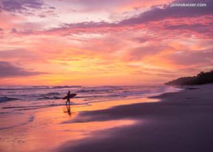 Surfer at sunset, Santa Teresa, Costa Rica