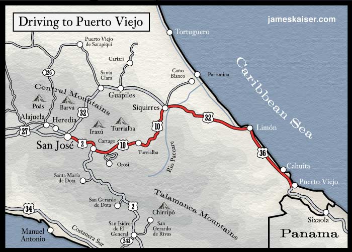 Alternate driving route to Puerto Viejo, Costa Rica
