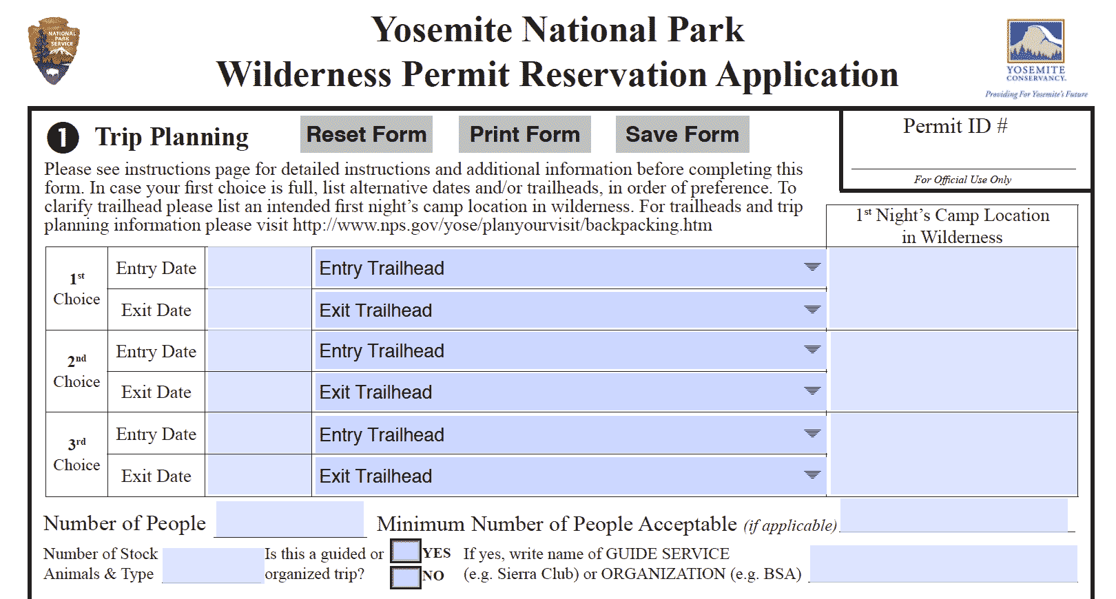Yosemite wilderness permits