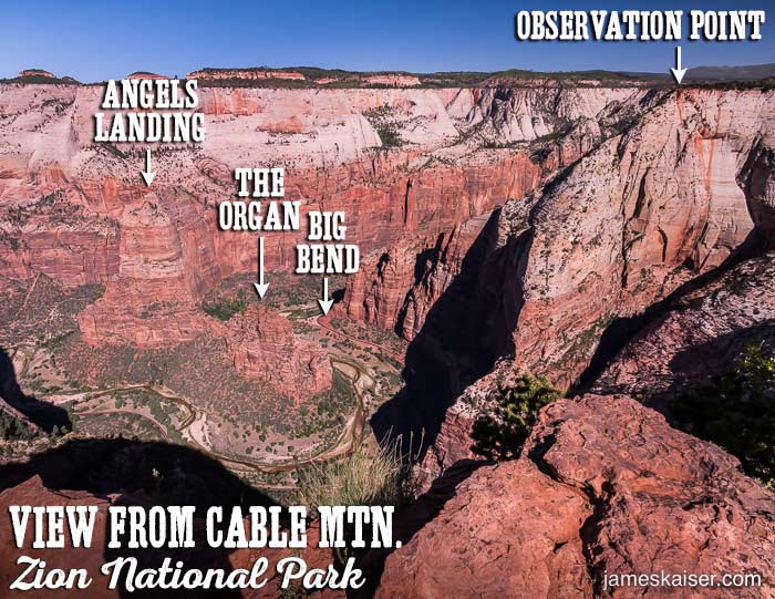 View of Zion Canyon from Cable Mountain, Zion National Park